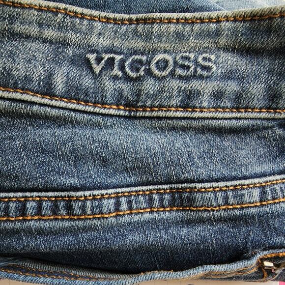 Vigoss Skinny Jeans Women 30X27 Jagger Striped Fray Hem High Rise Stretch Denim - Picture 9 of 14